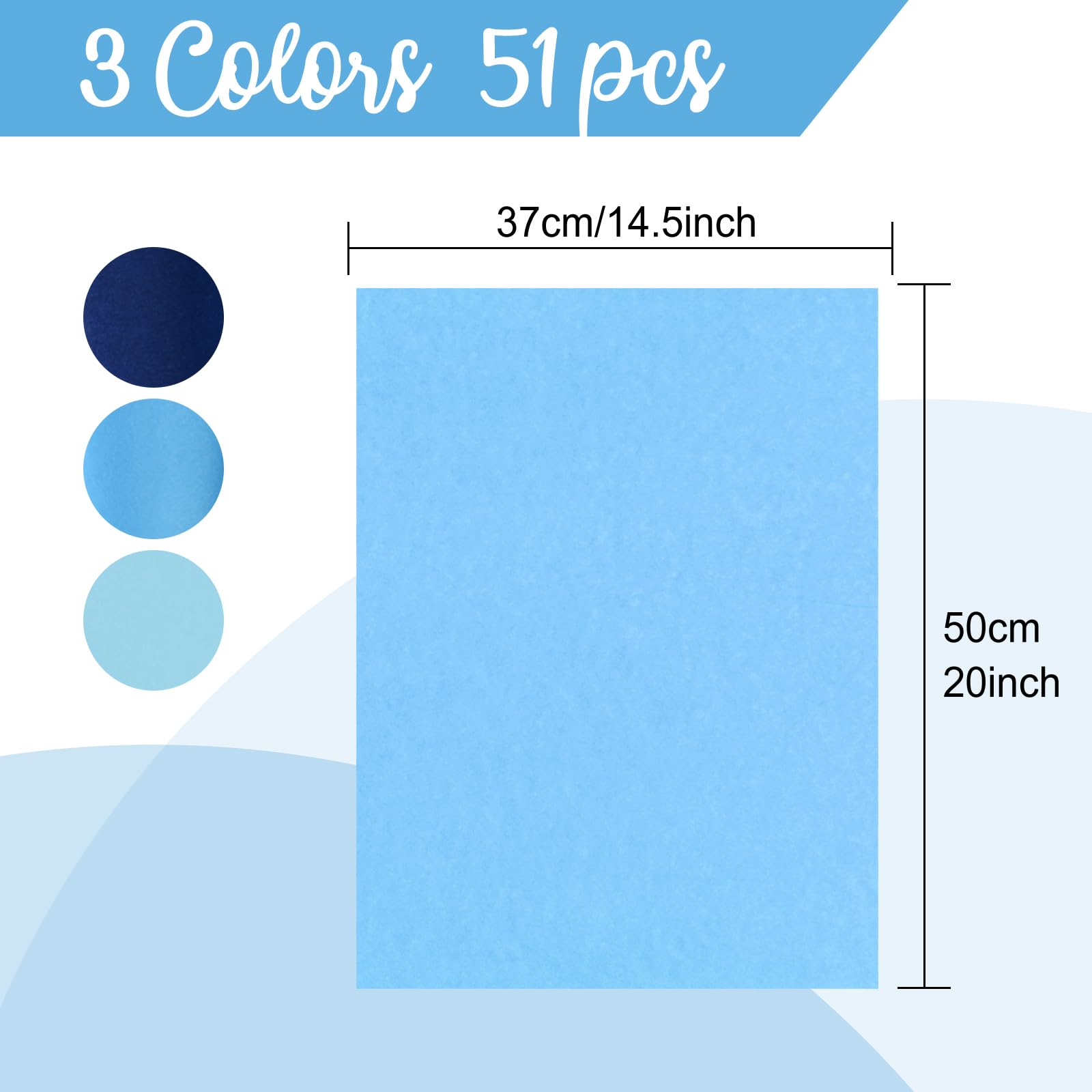 CHRORINE 50 Sheets Blue Tissue Paper Multicolor Art Gift Wrapping Paper Bulk for Baby Shower Wedding Birthday DIY and Craft Decor