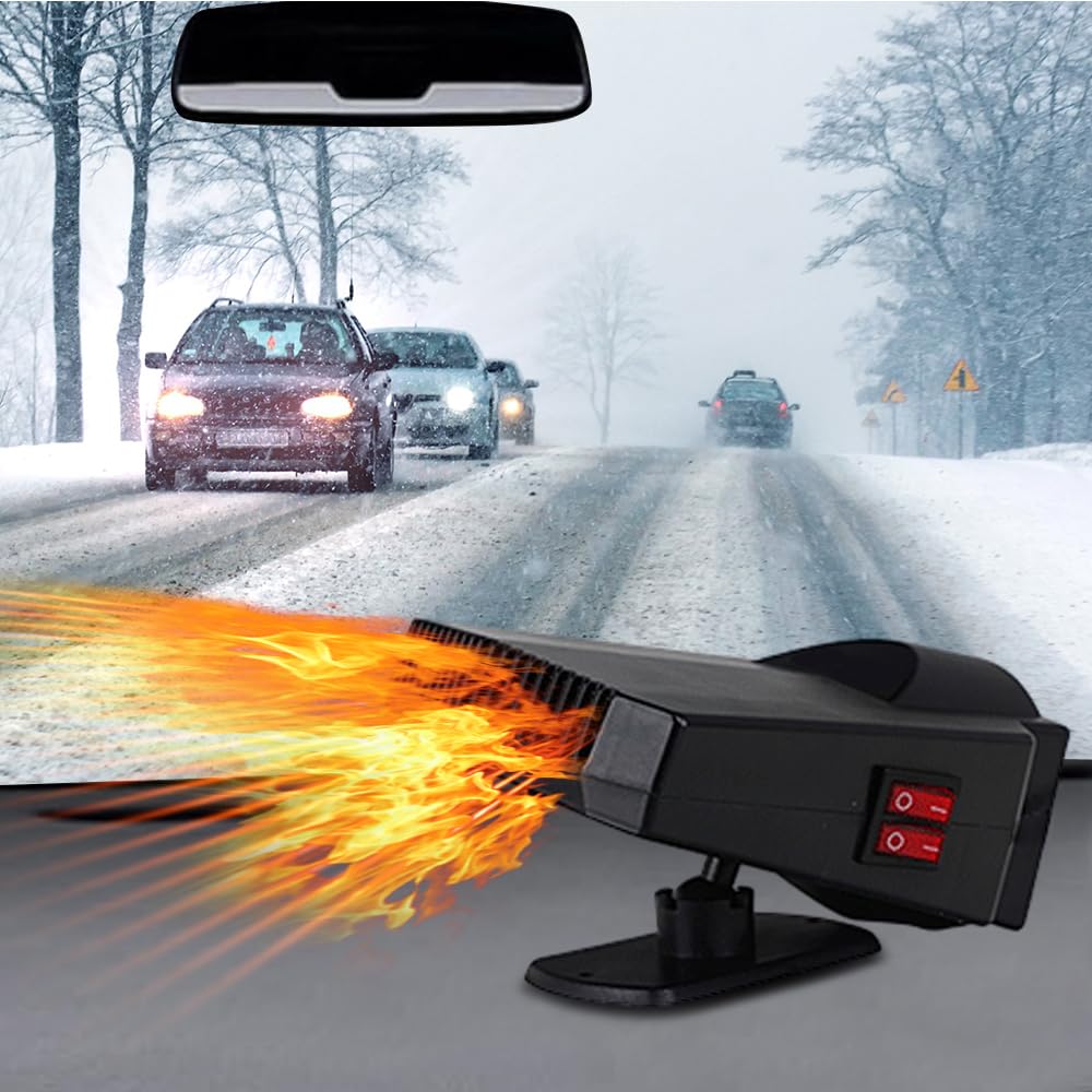 MACHSWON 12V 200W Car Heater & Cooling Fan - Rapid Windscreen Defogger & Window Defroster for Winter & Humid Weather - Safe & Portable with Cigarette Lighter Plug-in for All Cars