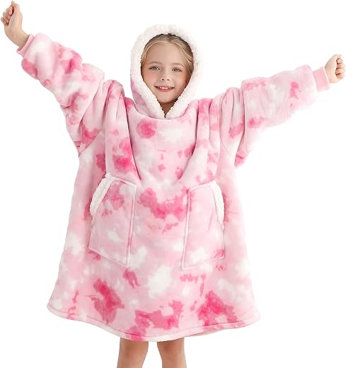 Kipswiza Oversized Wearable Blanket Soft Warm Sherpa Fleece Hoodie Blanket Big Thick Hooded Sweatshirt for Adults Women Men