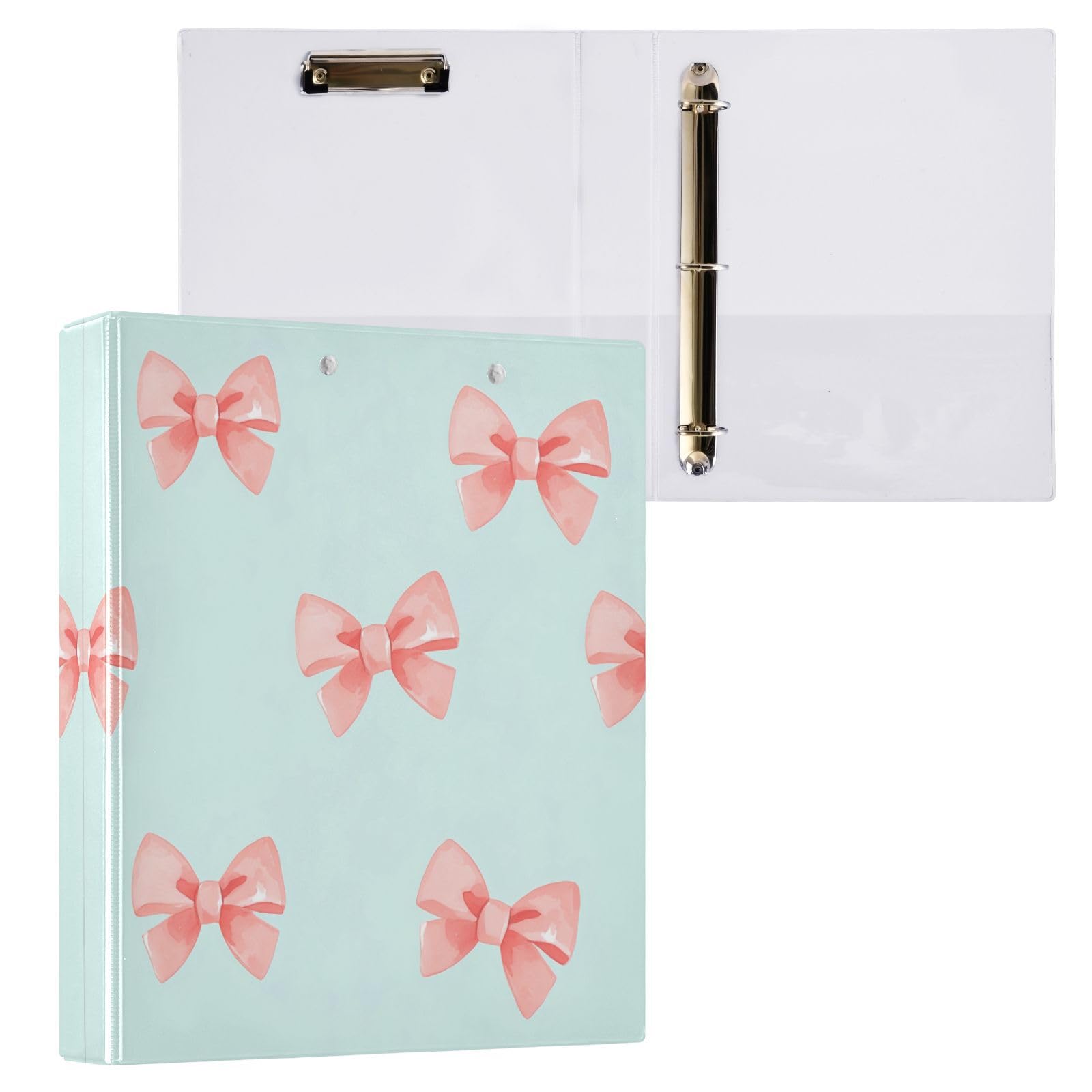 Raccoglitore ad anelli con 3 anelli, 3,8 cm, decorativo, rotondo, con clip in metallo, formato A4, organizer per casa e ufficio, confezione da 2