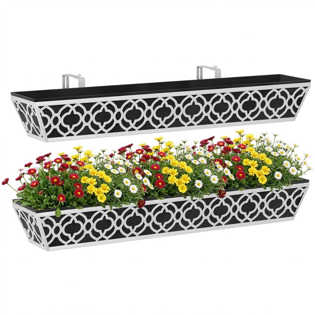 Y&M 36 Metal Railing Planter Box Set