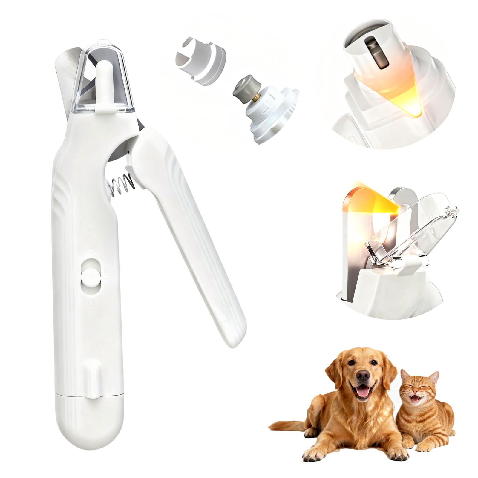 2-in-1 Pet Nail Clipper & Grinder with Dual LED Lights, USB Rechargeable, Electric Multi-Function Grinding, Quiet Operation with Splash Guard, Suitable for Small/Medium/Larg