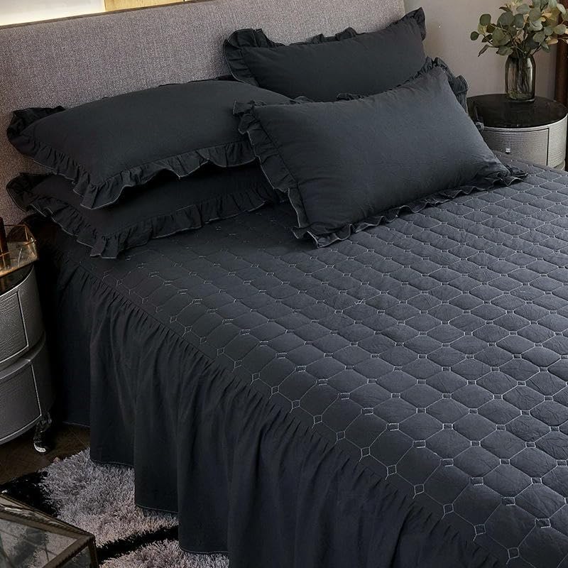 Falda de cama antipolvo de algodón grueso para proteger tu colchón 4