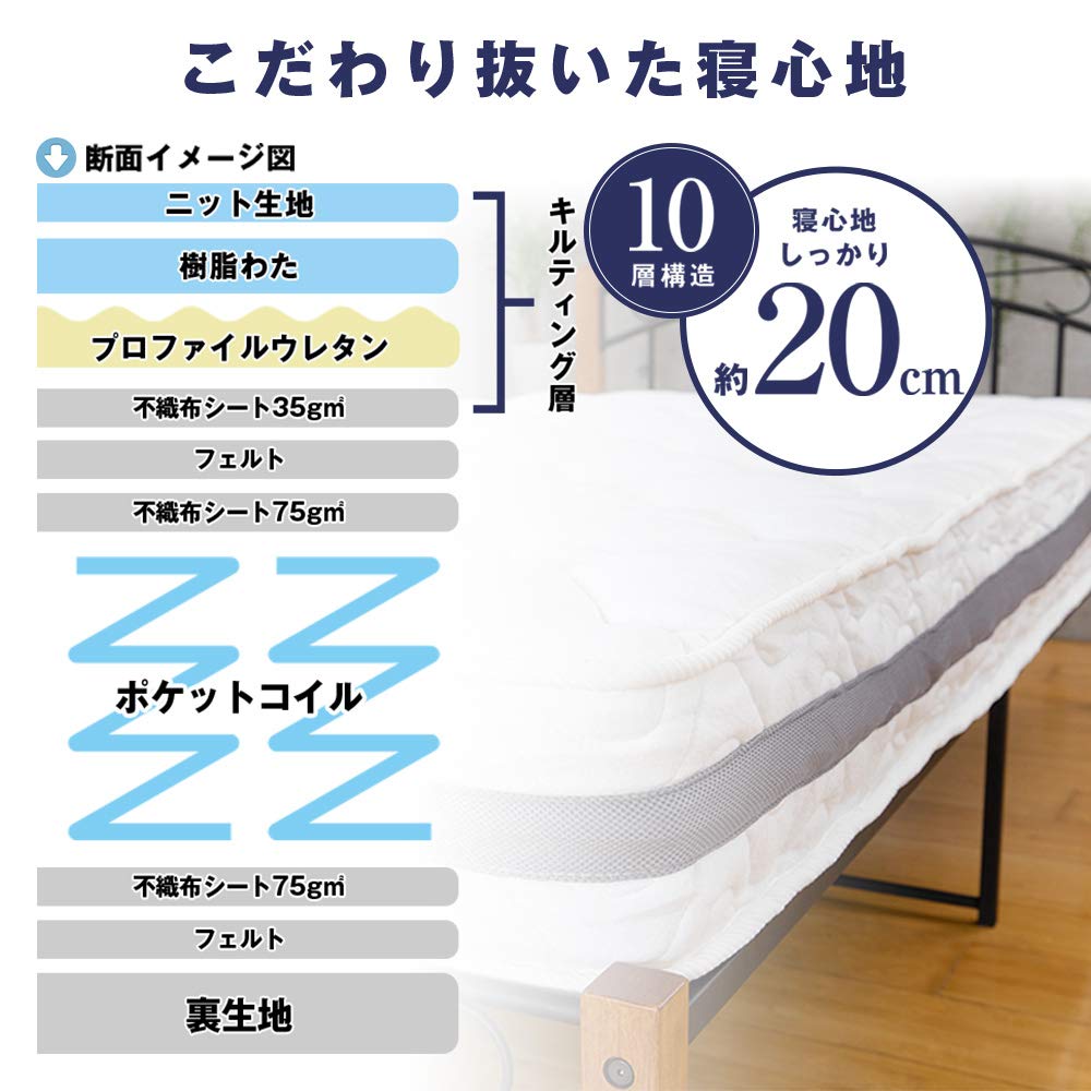 Amazon.co.jp: アイリスプラザ マットレス ポケットコイル バランス