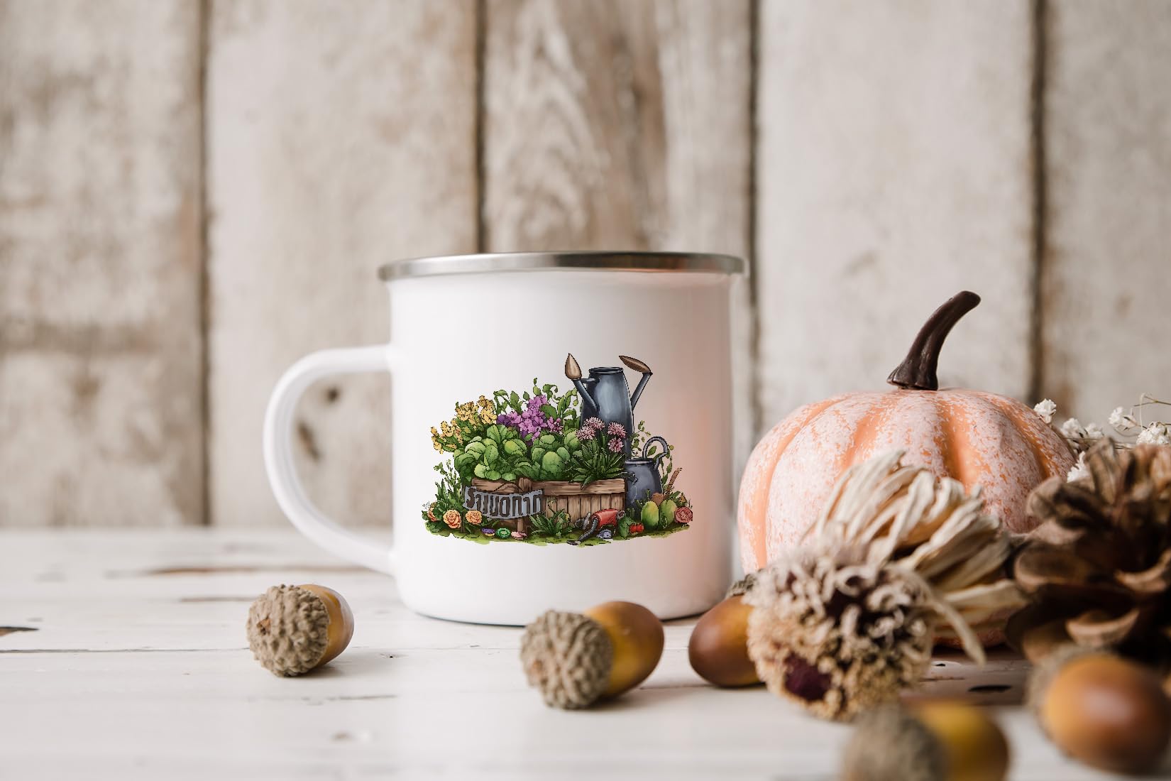 MAXIKIWI - Durable Enamel Coffee or Tea Camping Mug for Indoor Outdoor Use - Gardening Collection - 350ml - Image 5