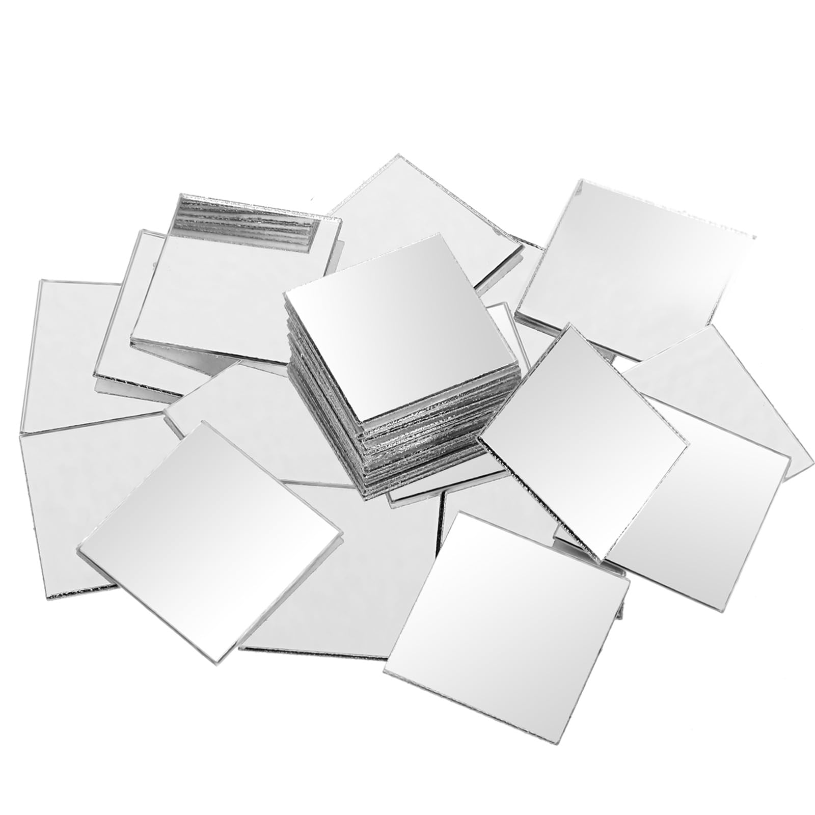 Lusofie 50 Pcs Square Mini Mirror Small Mirrors for Crafts Self Adhesive Mirror Tiles Acrylic Mirror Sheet for DIY Projects Crafts Mosaics Art Supplies and Home Decor(1 x 1 Inch)