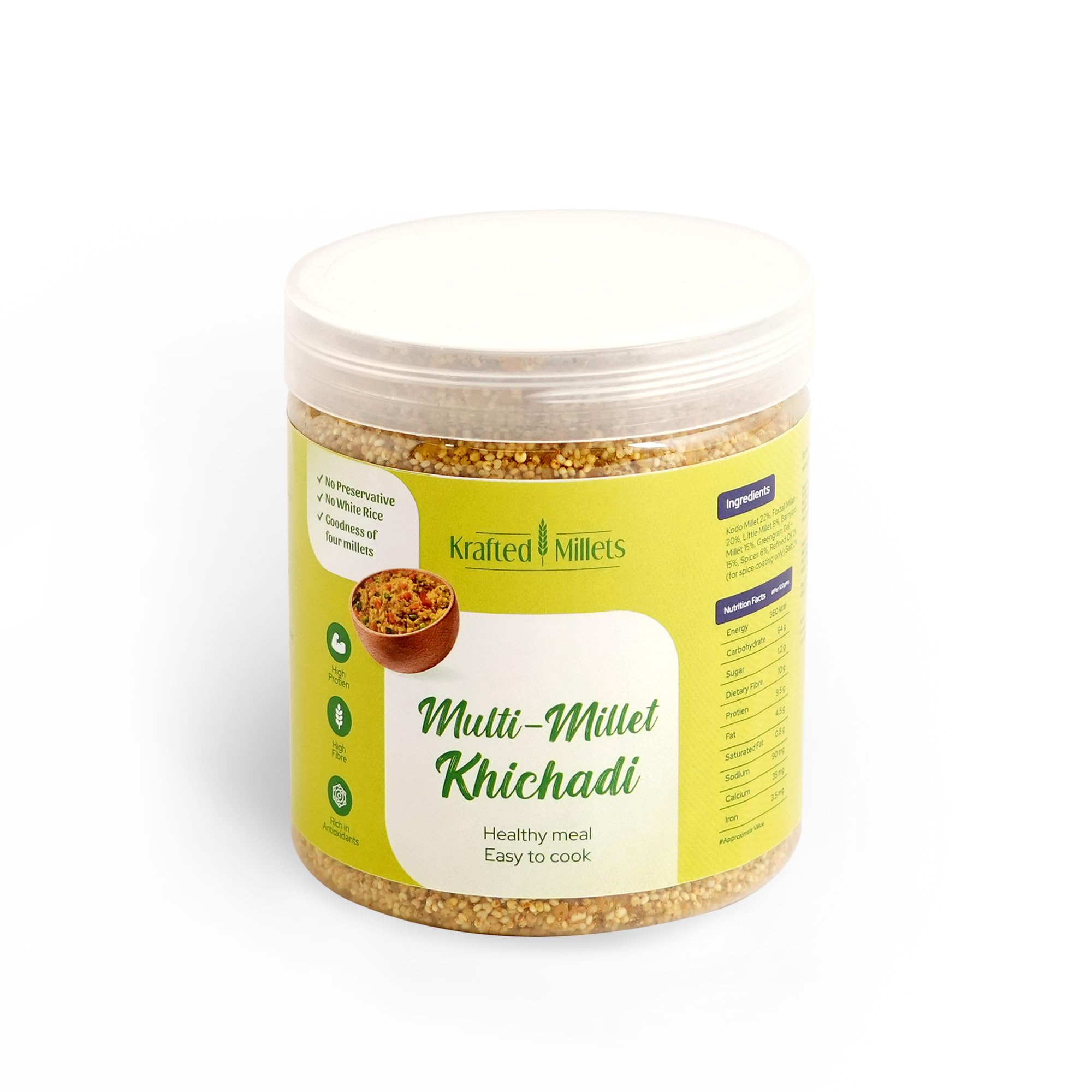Krafted Millets Multi-Millet Khichdi – Instant One-Pot Meal | 4 Millets + Green Gram Dal, No White Rice | High Fibre, Low Sodium, Gluten-Free | Just Add Water & Pressure Cook | 350g x 2-image-26