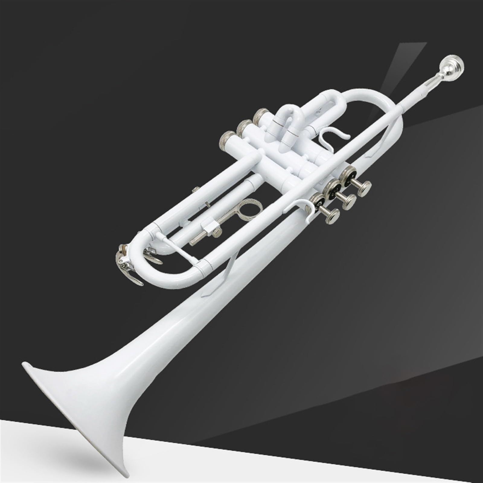 Standard Trąbka Trąbka B-dur Trzytonowa Instrument Dęty Początkujący Profesjonalna Trąbka Standardowy Ton(White)