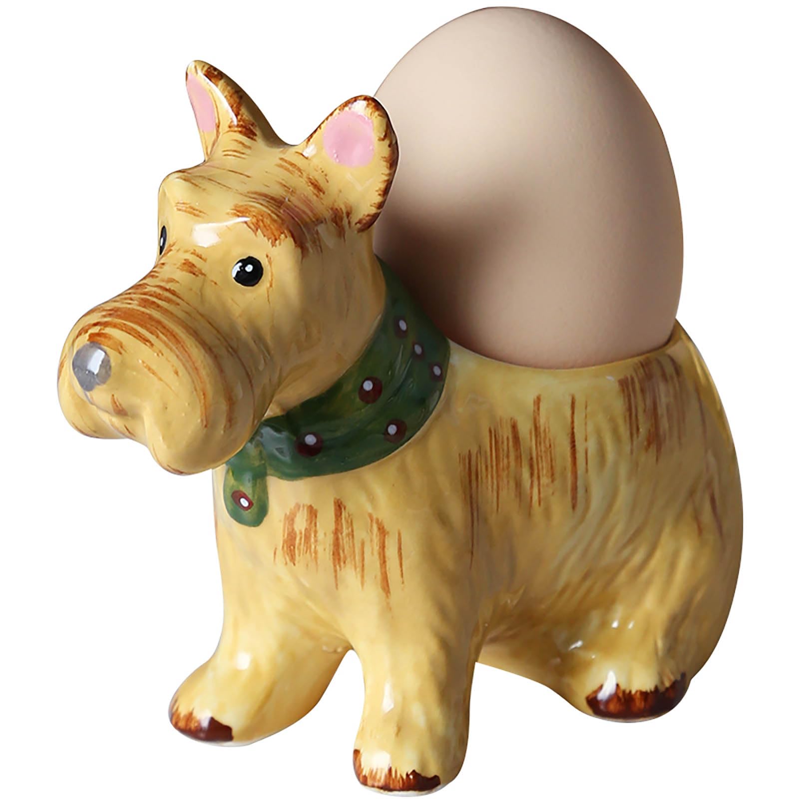 RISHORI Porcelain Egg Cup,Ceramic Cute Dog Egg Cups, Funny Egg Stand Holder for Soft Boiled Eggs, Kitchen Breakfast Cooking,Gold