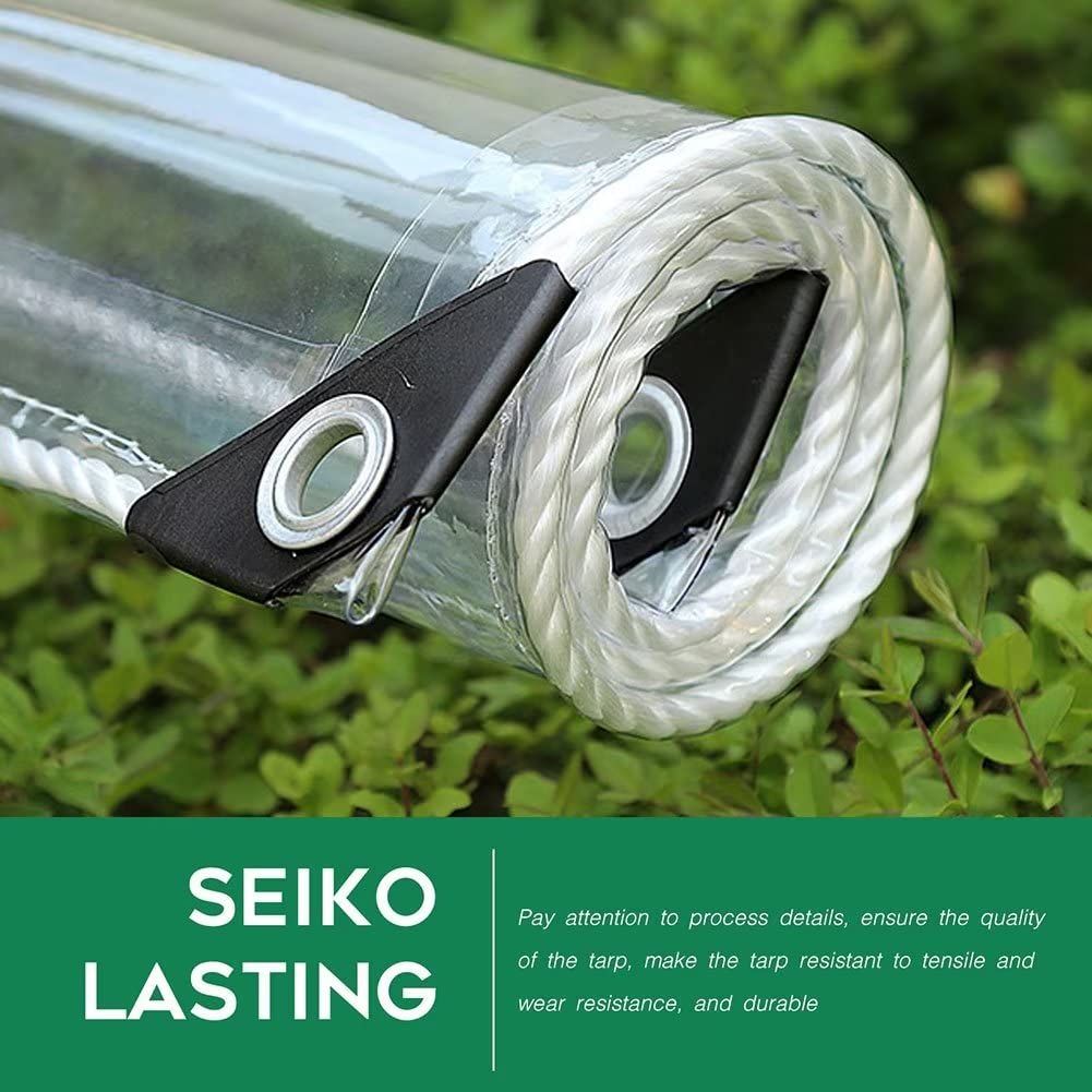 Telone Impermeabile Antipioggia per Esterno Telo PVC Rinforzato con Occhielli Copertura Trasparente 1.6m x 7.8m Protettivo per Giardino e Balcone Telone Resistente
