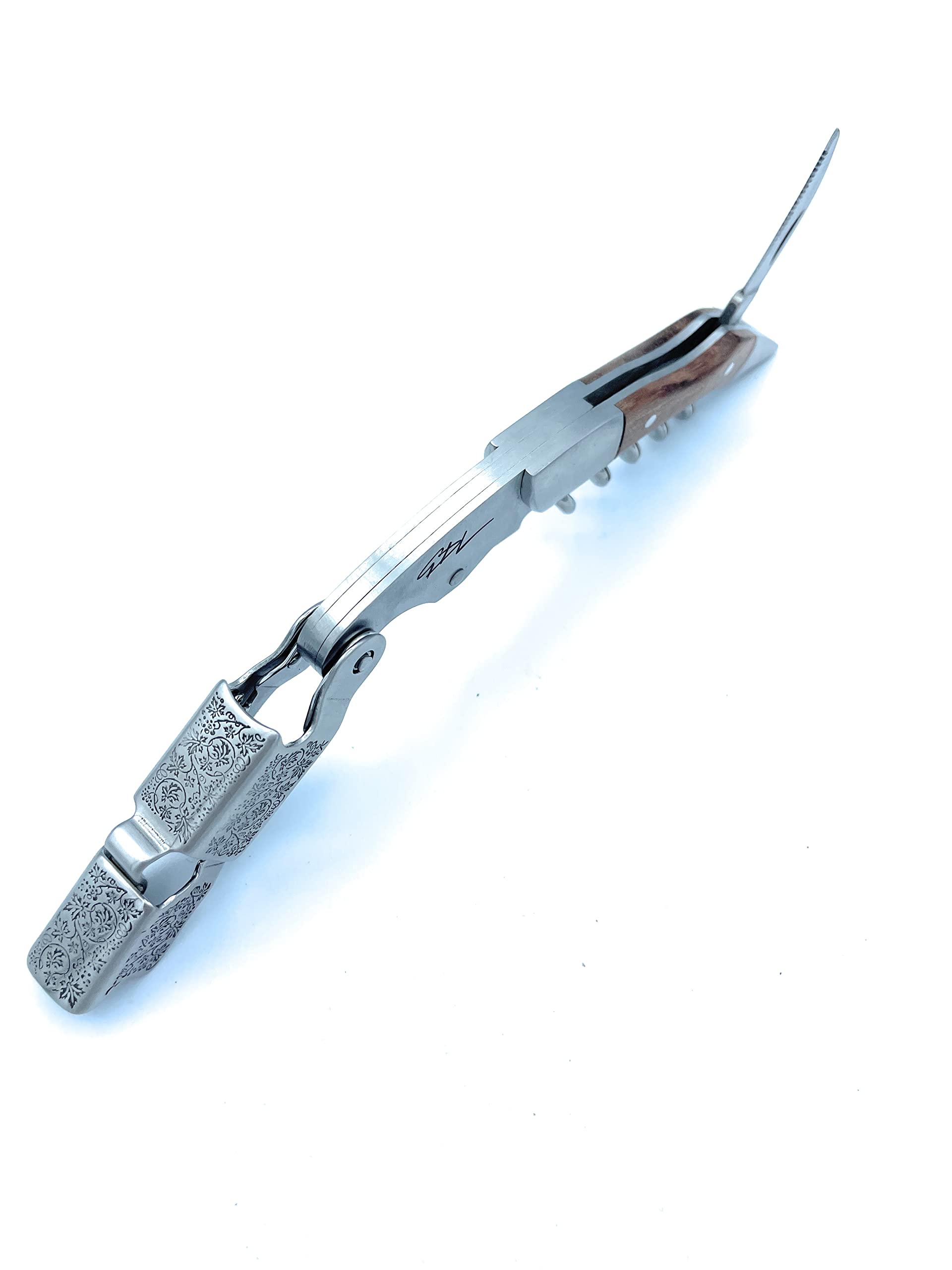 Cavatappi Professionale In Acciaio Inox Con Manico Legno - Elegante, Compatto, Con Scatola Rigida - Foto 3