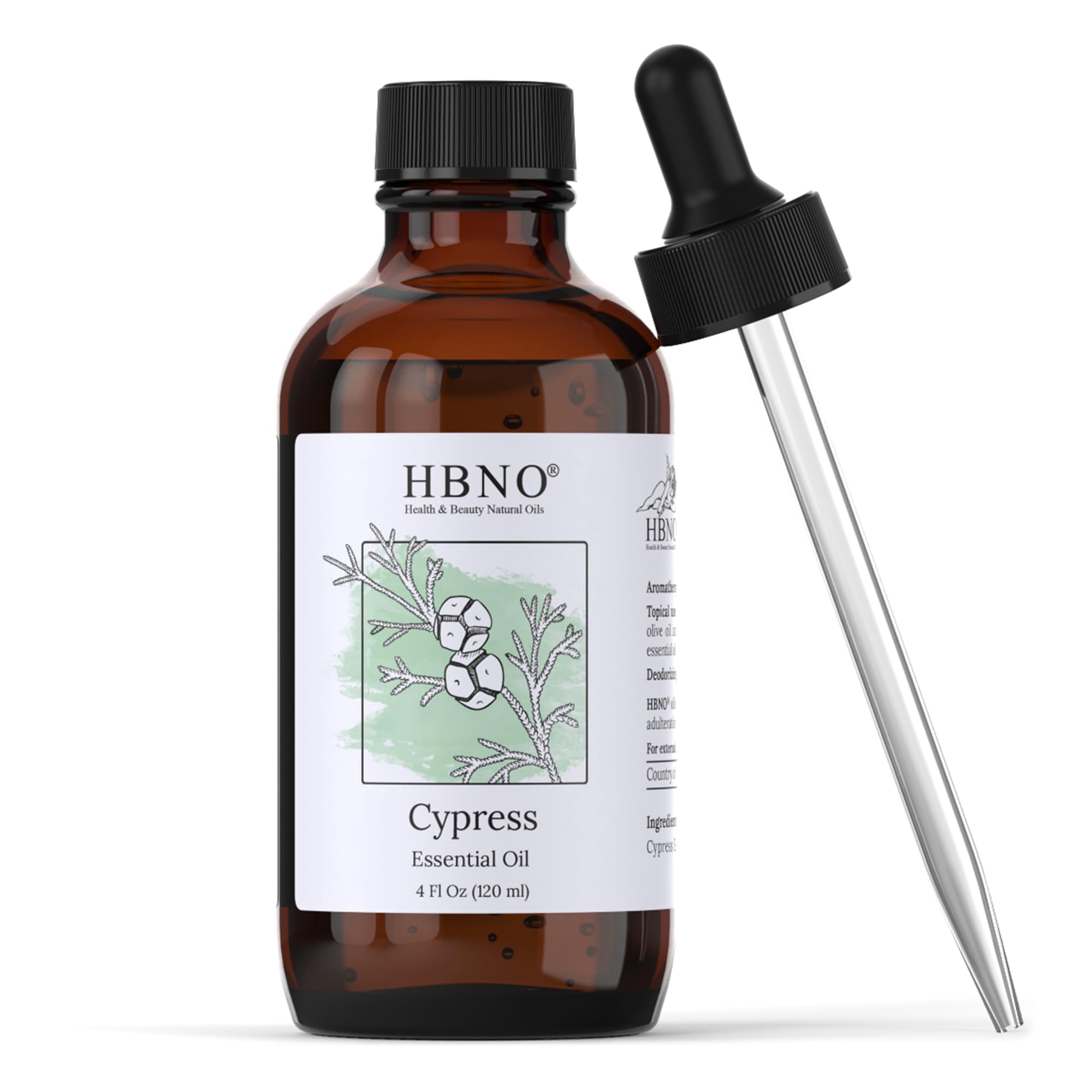 HBNOCypress Essential Oil - Huge 4 oz (120ml) Value Size - Natural Cypress Oil - Perfect for Cleaning, Aromatherapy, DIY, Soap and Diffuser - Essential Oils