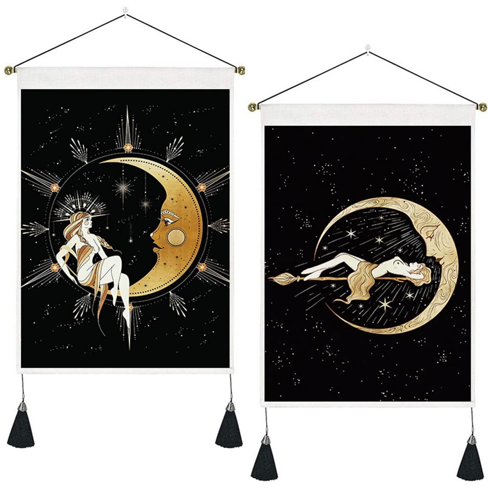 Tenture Murale Soleil & Lune Doré | Décoration Bohème Céleste