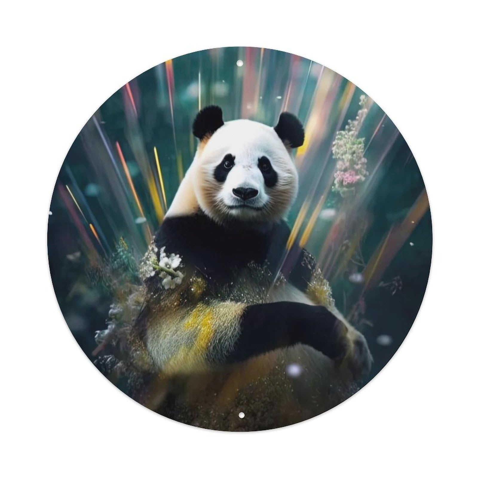Animal Panda in Bloom Metal Tin Sign