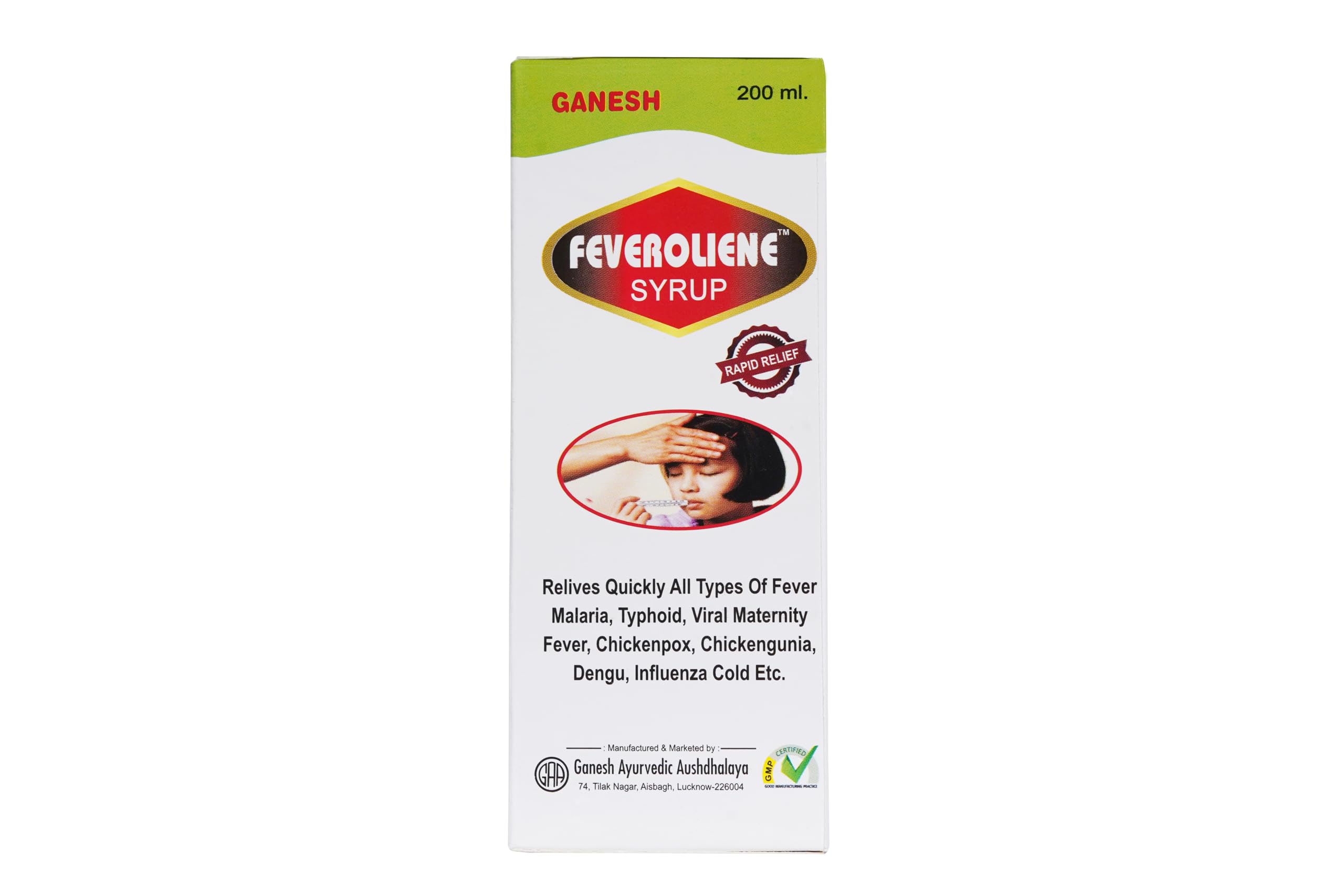 GANESH AYURVEDIC AUSHDHALAYA Feveroliene Syrup | Ayurvedic Fever Care Syrup (200ml) (B0CH4ZHYMP) Amazon Price History, Amazon Price Tracker