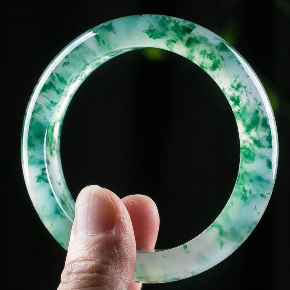 AKT Grado A Jadery Brazalete de Jade Esmeralda Natural Pulseras de Mujer Pulseras y Brazaletes de Piedras Preciosas Tallados a Mano Joyas de Fiesta,54-56mm