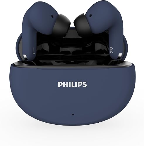 PHILIPS TAT1269 True Wireless in-Ear Earbuds with Mic, 13mm Drivers, Bluetooth 5.4, 40H Playtime, IPX5, Fast Charging, TouChannel Controls, Voice Assistant, Mono Mode, LED Indicator(Cosmic Blue)