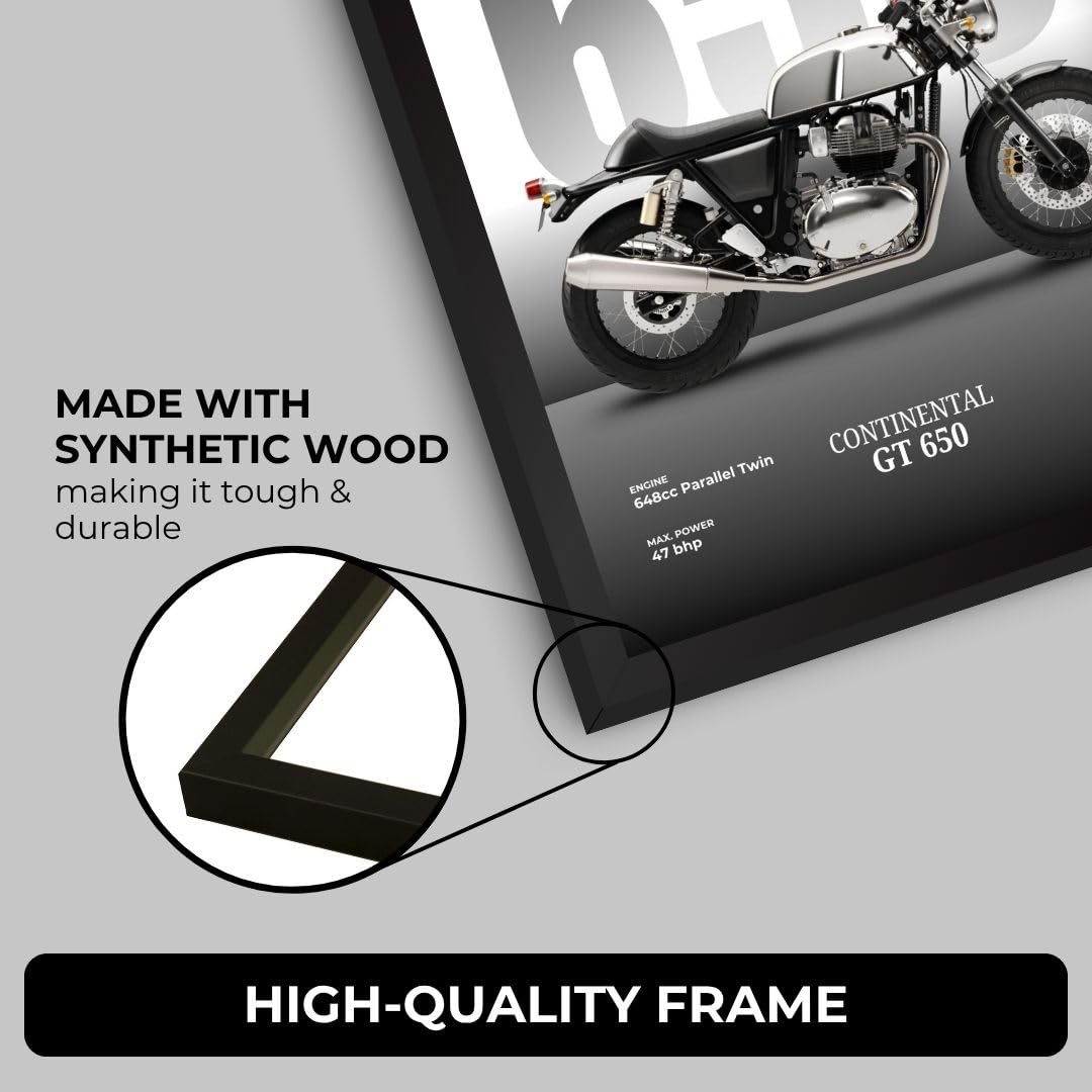 Royal Bullet Poster | Framed RE Continental GT 650 A4 Sized (31 x 23 cm) | Mr Clean Bike Poster for Wall, Gift for Boys, Bike Frames | Bikes Posters for Wall, Bedroom, Hostel, Study Room (F_171) 2