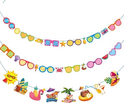 Yquqwn Hello Summer Banner - No DIY Summer Sunglasses Garland for Summer Party Decorations Tropical Beach Pool Party Supplies Welcome Summer Sign for Birthday Beach & Pool Party Decor