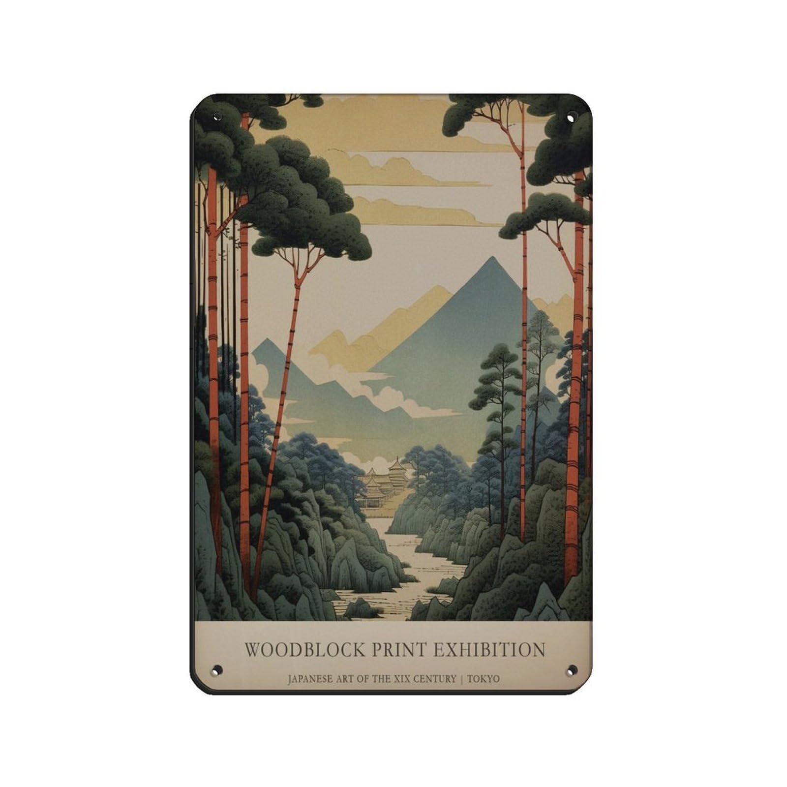 Japanese Art, Japanese Landscape Poster (3) Tin Sign Vintage Metal Pub Club Cafe Bar Home Wall Art Decoration Poster Retro 8x12inch(20x30cm)