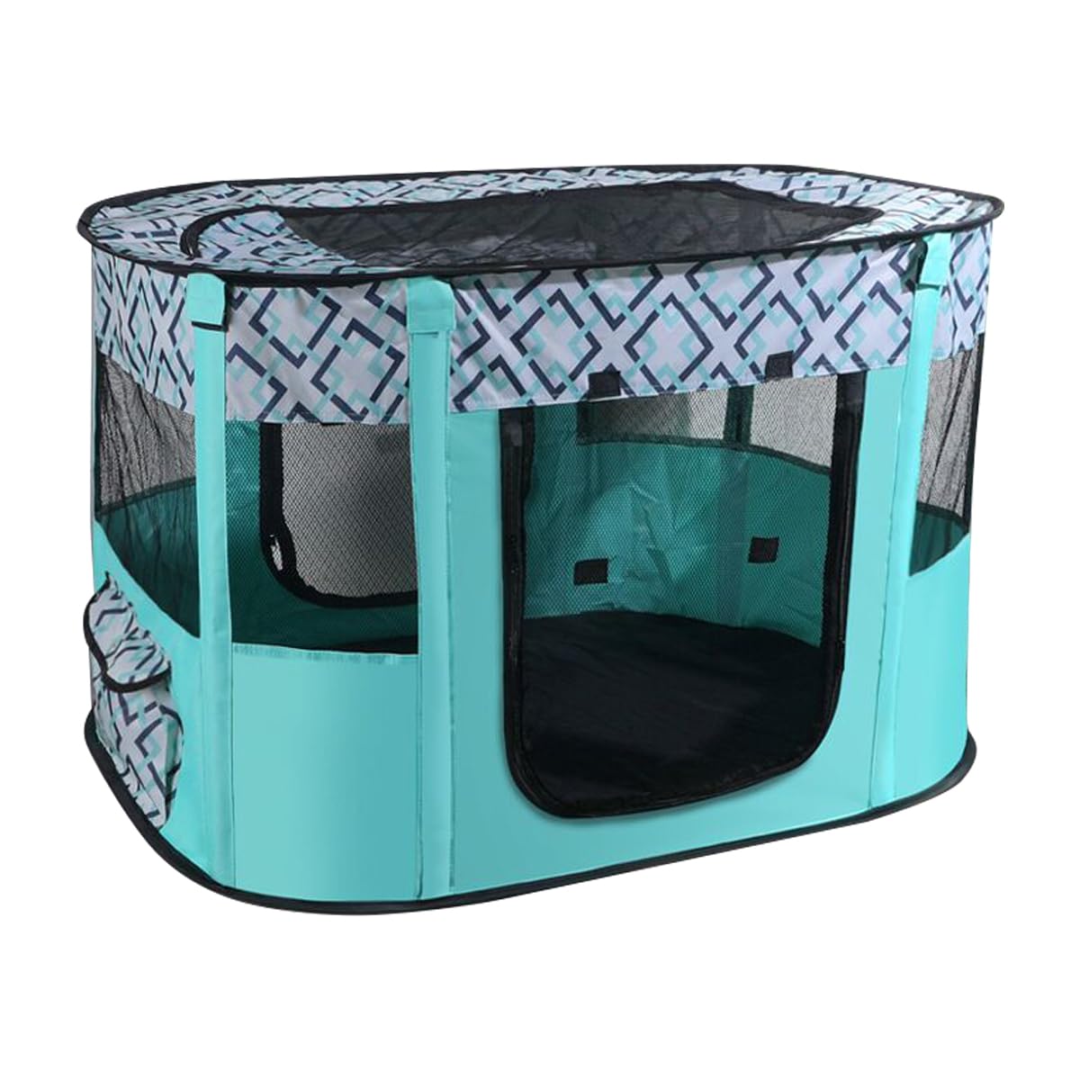 Valla plegable para perros parque de juegos portátil para animales, para cachorros, gatitos, conejos, uso en interiores color verde, tamaño pequeño, ideal para el hogar