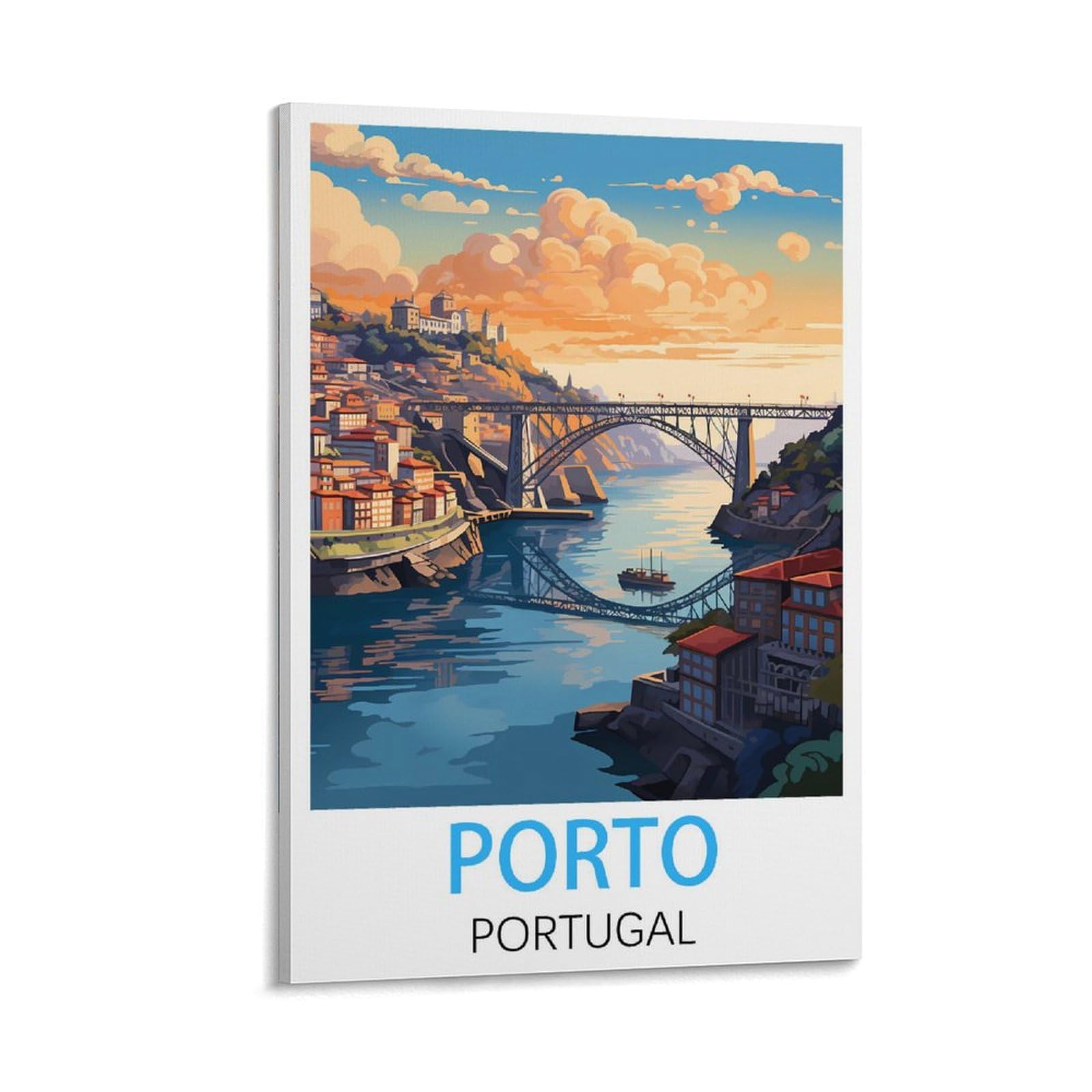 Javon Frame-Style Porto Portugal Vintage Travel Poster 08X12inch(20X30cm) Canvas Art Poster And Wall Art Picture Print Bedroom Decor