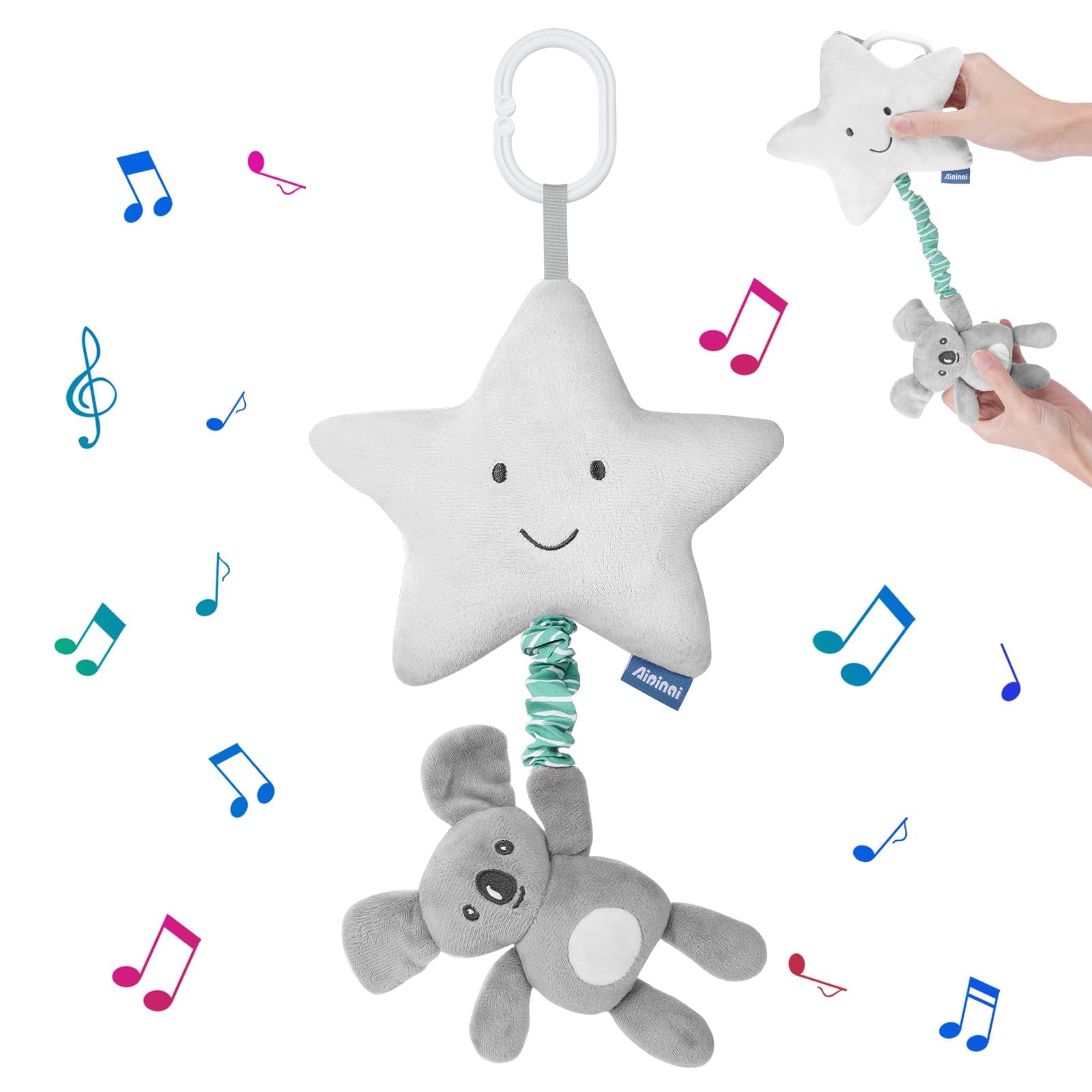 Vicloon Baby Hanging Toy, Hanging Toy for Crib Car Seat, Star Rattle Toy and Koala, Baby Toys with Music for Cots, Strollers, Car Seats