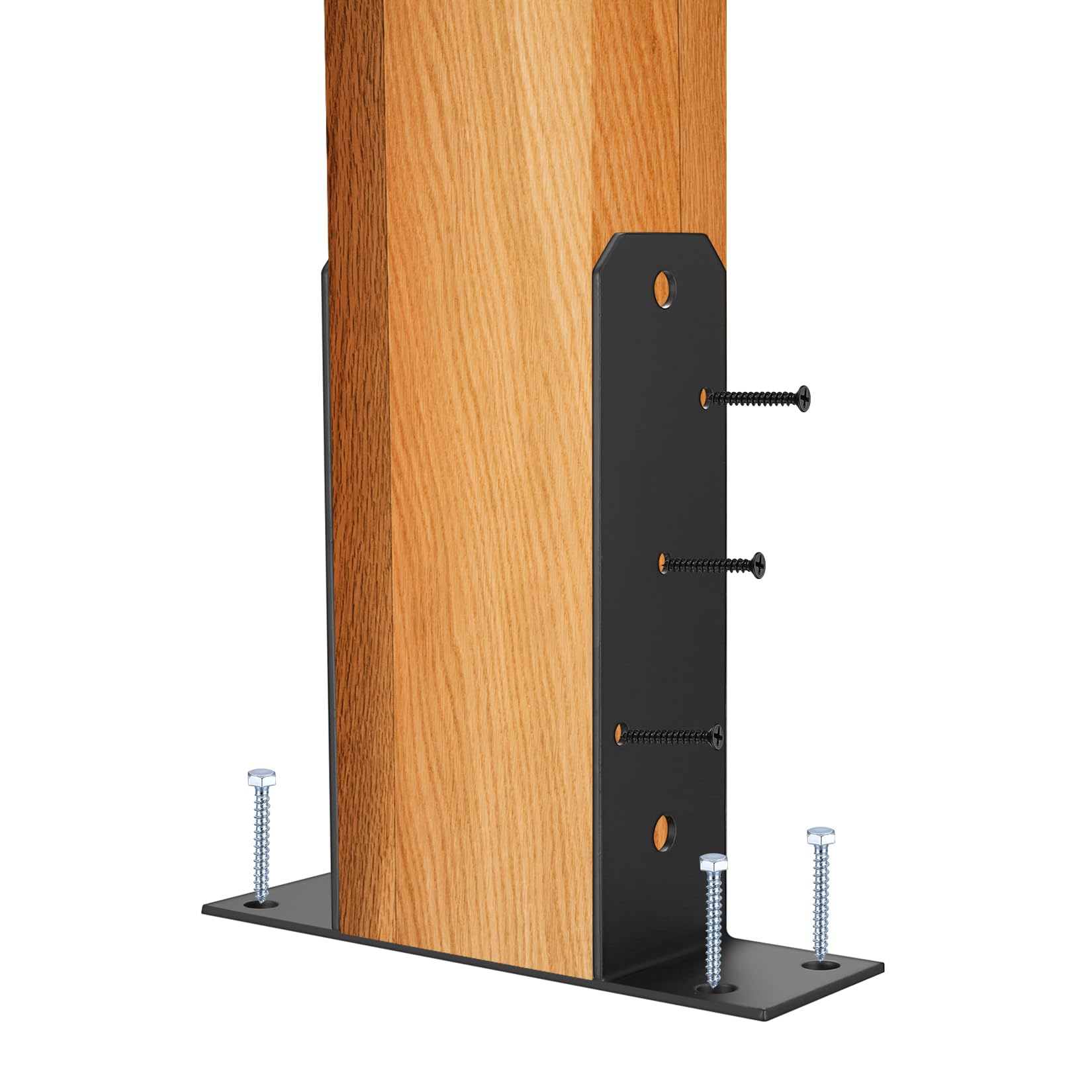 Soporte para Postes en U, Anclaje en U para Postes de Madera, Base Poste con Base Atornillable para Montaje en Hormigón, Soporte para Postes de Madera, para Jardin, Cenadores, 90x90mm