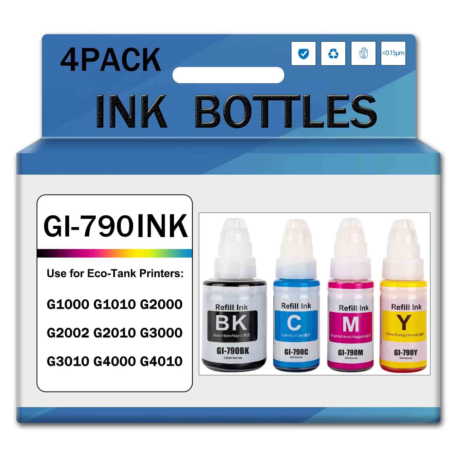 Recharge encre GI790 pour Canon PIXMA G4000 G2010 pour résoudre les pannes de texte noir