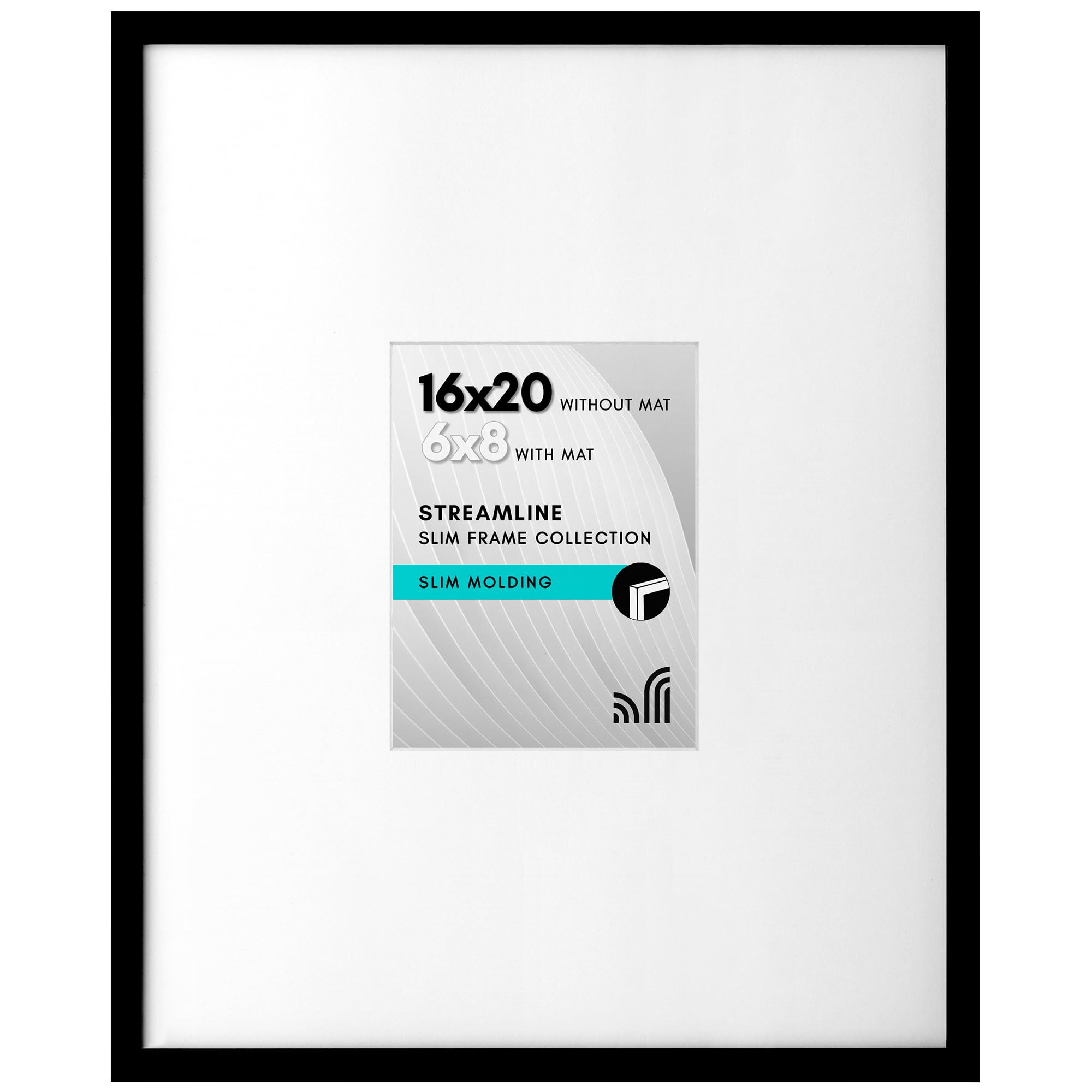 Americanflat 16x20 Picture Frame in Black - Use as 6x8 Picture Frame with Mat or 16x20 Frame Without Mat - Thin Border Photo Frame with Plexiglass Cover - Vertical or Horizontal Wall Display