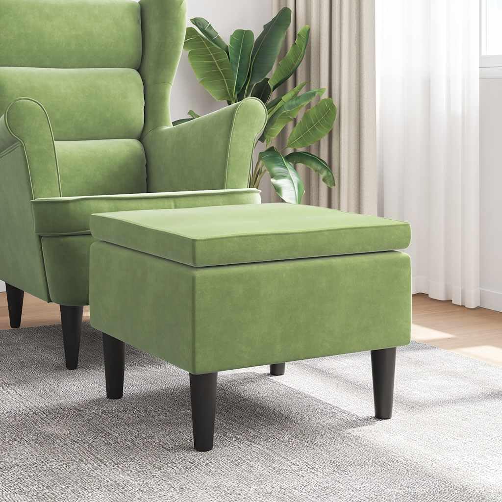Tabouret en velours vert clair avec pieds en bois stable chaise compacte de 5kg