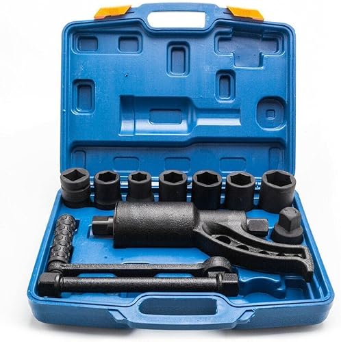 Miniatura 3 de Juego de multiplicadores de torsión portátil, llave y tuerca de llanta + 8 enchufes
