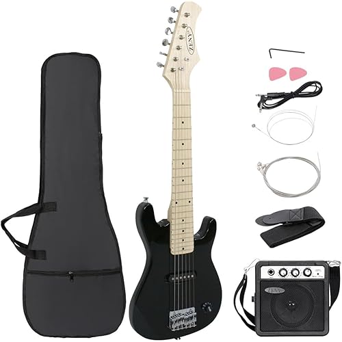 ZENY 30 inch Kids Electric Guitar with 5w Amp, Gig Bag, Strap, Cable, Strings and Picks Guitar Combo Accessory Kit (Black)
