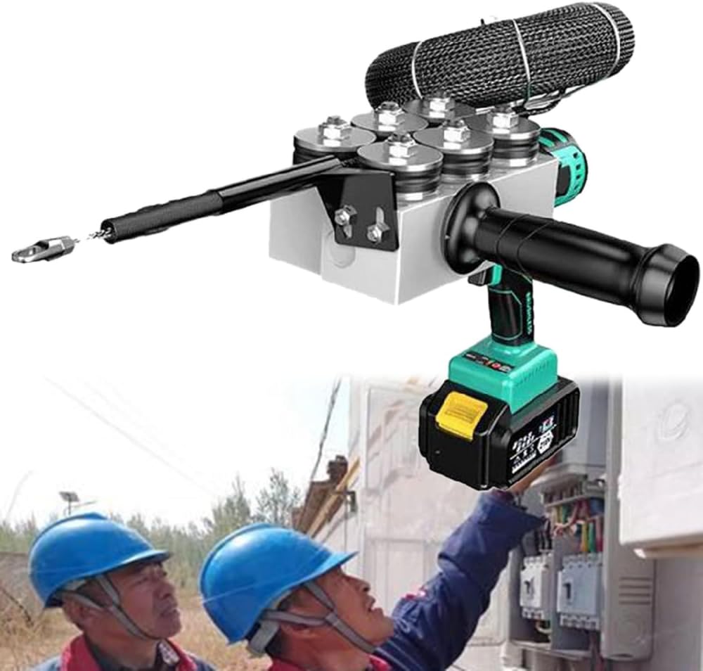 Dispositivo De Roscado De Tubos Ocultos para Cables De Electricista, Máquina De Roscado Completamente Automática, Herramienta para Tirar De Cables Velocidad De 40 M/min,5.0AH-2Battery
