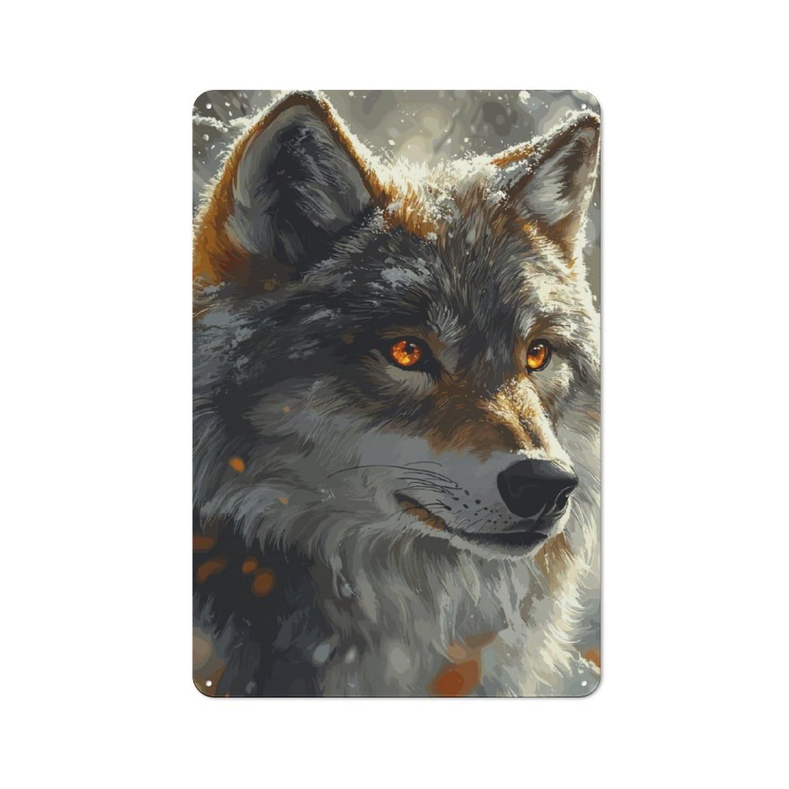 Junmoney Wolf With Fiery Eyes Retro Metal Sign 30X20cm For Garden Room Or Summerhouse, A Decorative Christmas Gift For Summerhouse Decorators