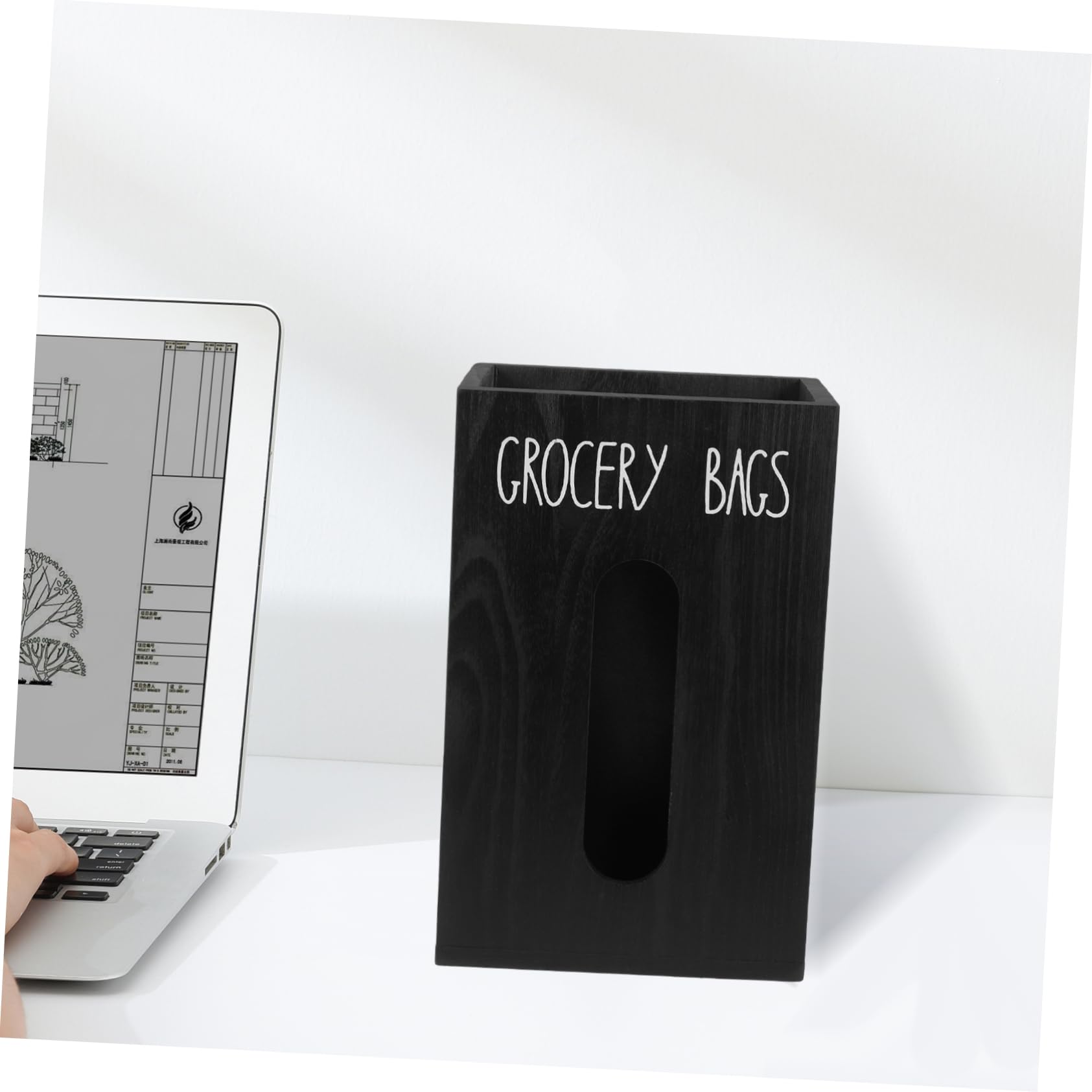 LABRIMP Dispensador De Bolsas De Basura De Madera Rústico Porta Bolsas De Basura Negro para Cocina Encimera Organizador De Almacenamiento