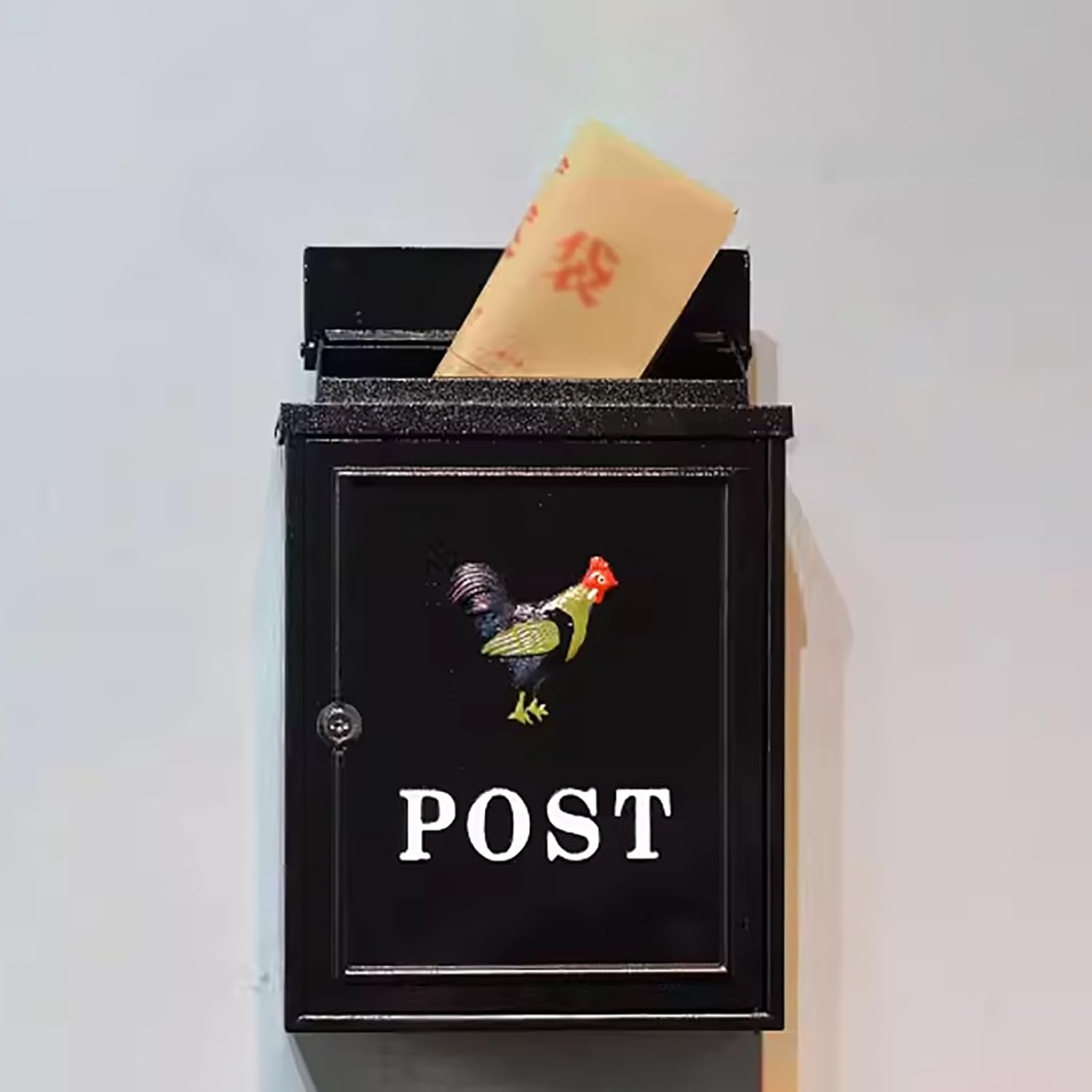 Architectural Mailboxes, Rust Proof Metal Post Box with Lock, Easy to Install Wall Mount, Medium Curbside Mailbox for Residential Delivery(Gold Rose)