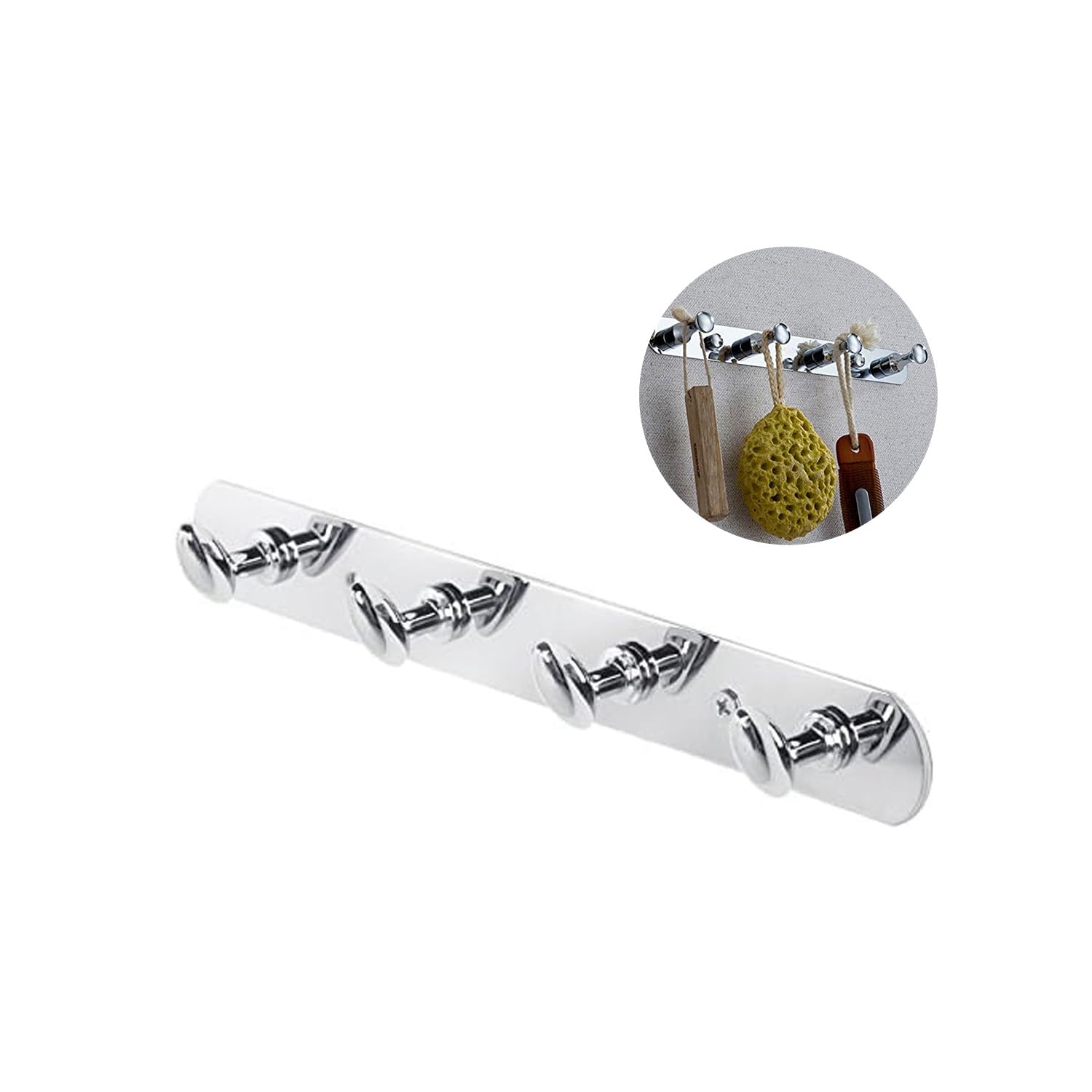 Avilia Wall Coat Rack with 5 Hooks – Wall Hanger for Entrance and Bedroom, Steel, 4 x 5.5 x 29.2 cm, Chrome