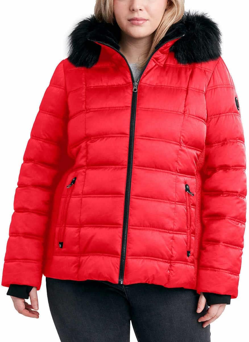 Nautica Womens Faux Fur Trim Hooded Midweight Puffer Jacket - Image 5