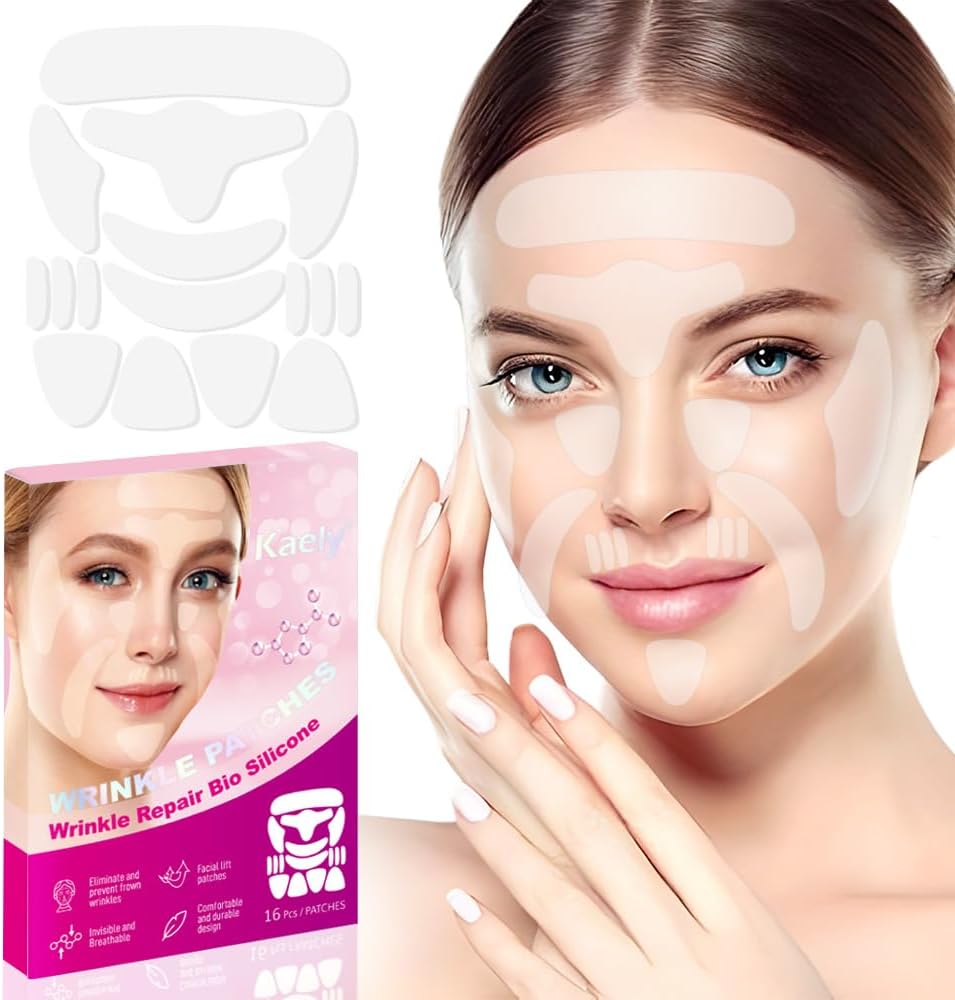 evpct 128Pcs Face Facial Medical Wrinkle Tapes Wrinkle Patches for Face Wrinkles Overnight, Smile Line Patches Face lifting tapes, Face oil Tape Smoothing Silicone face Forehead Wrinkle Patches
