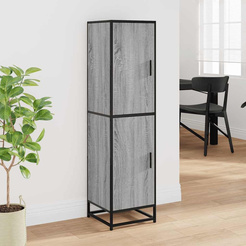 vidaXL Highboard Grau Sonoma 35,5x35x139 cm Holzwerkstoff und Metall, Beistellschrank, schlanker Lagerschrank, hoher Schrank, Hochschrank