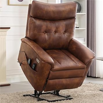 Large Power Lift Recliner Chair for Elderly with Heat Massage Leather Electric Recliners for Living Room Ergonomic Home Theater Seating Single Lounge Sofa