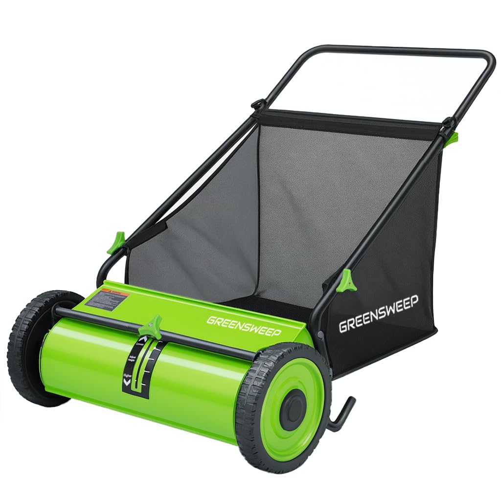 Pickup Pro Garden Sweeper - Manual Leaf & Grass Push Lawn Sweeper (Pickup Pro Max)