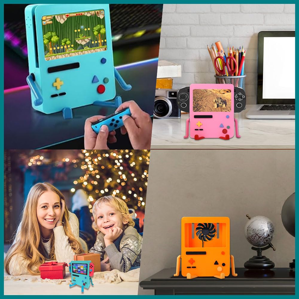 Funda rígida Protectora de Dibujos Animados para Consola de Interruptor, Consola de Juegos, Carcasa Protectora para Switch portátil, Soporte de Videojuegos (Ventilador de refrigeración, Rosa)