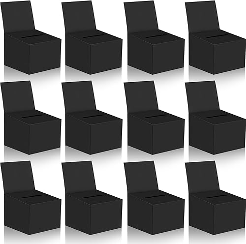 12 cajas para rifas, urnas de donación para recaudación de fondos, caja de cartón de 6.5 x 4.5 x 4.5 pulgadas con ranura para boletos y cabecera