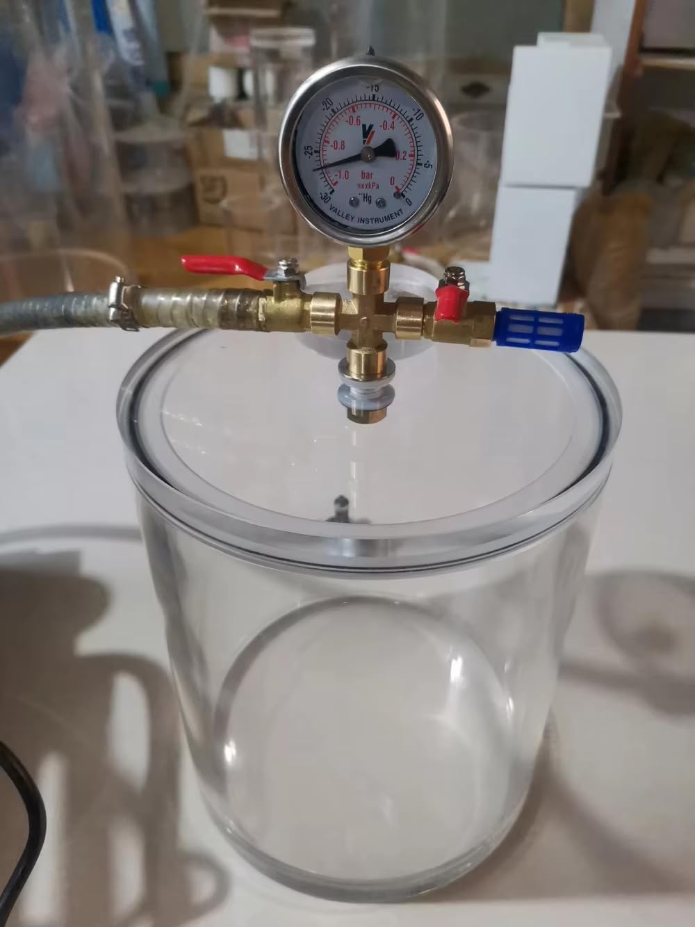 COYEUX Transparente Vakuum-entgasungskammer, Acryl-exsikkator, Mit Manometer, Größe 100 X 140 Mm, Zur Entgasung Von Harz Und Silikon Im Labor
