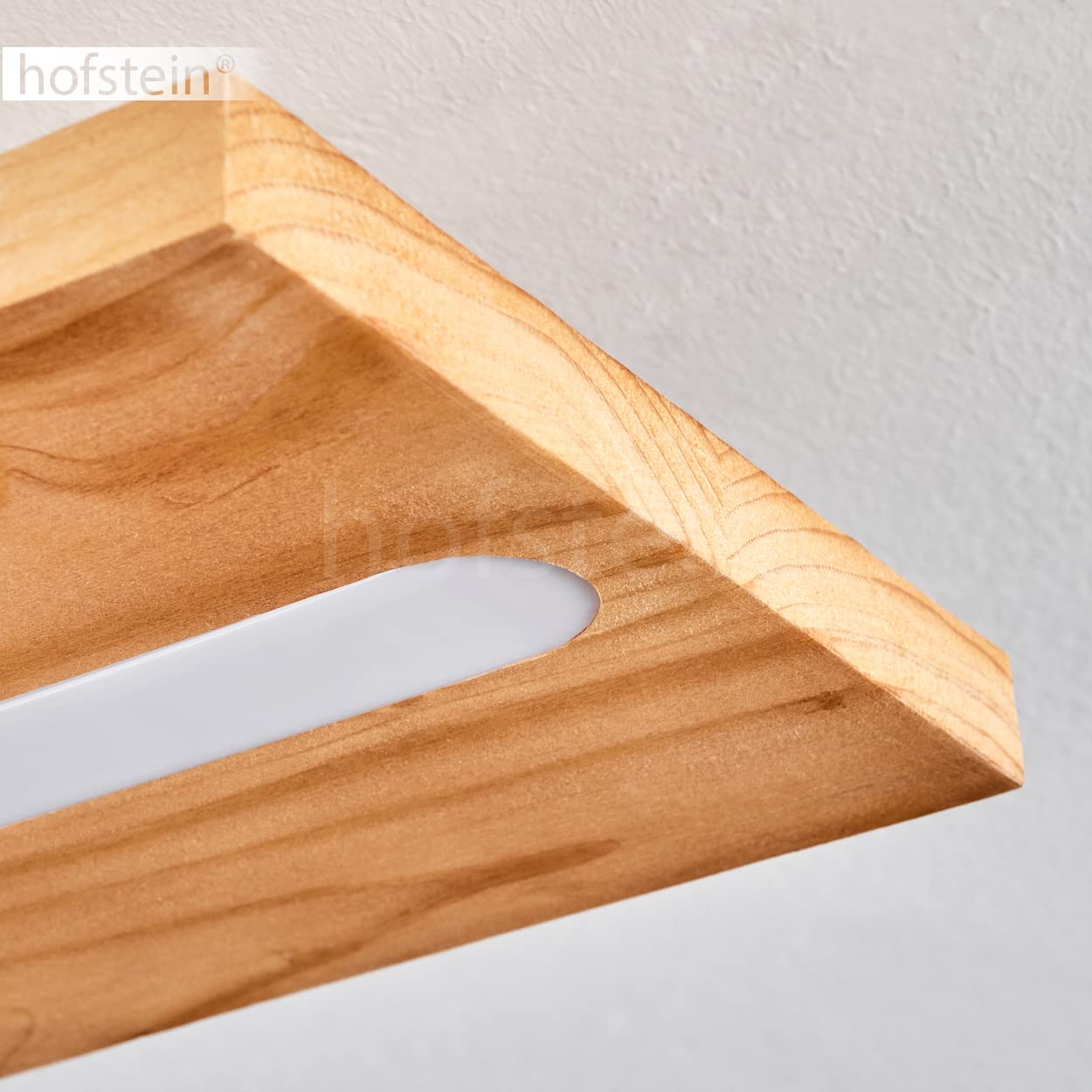 hofstein Lámpara de techo LED Adak, lámpara de techo regulable de metal/madera/plástico en negro/naturaleza/blanco, Lámpara con pantalla de madera, LED 15,5 vatios, 1750 lumen, 3000 K