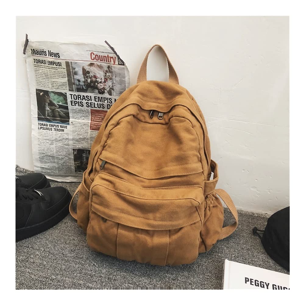 ASESHYPD Rucksack School Bag for Girls Backpack Women Soft Fabric Bookbags Middle Student Schoolbag Large Capacity Canvas Bag Teenager Travel Bags (Color : Brown)
