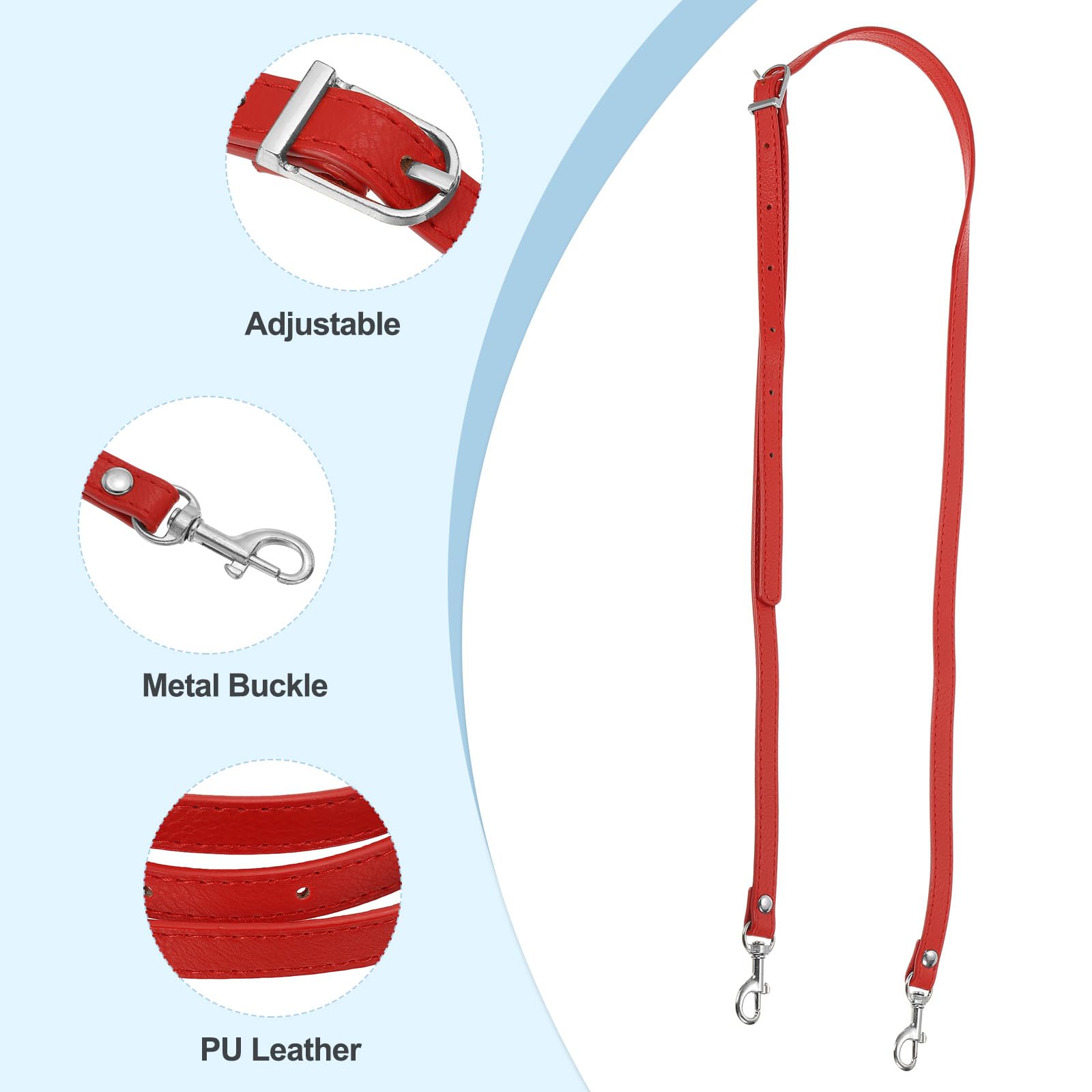 PATIKIL Leather Purse Strap Replacement 47 Inch, PU Adjustable Shoulder Crossbody Replacement Strap with Silver Hardware, Red - Image 3