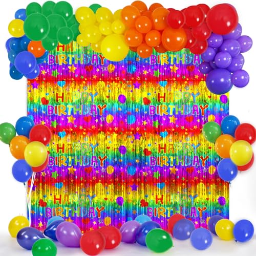 Avezano Metallic Tinsel Foil Fringe Balloons Arch Garland Kit Backdrop...